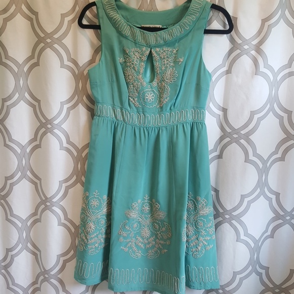 Nanette Lepore Silk Embroidered Dress 2 - Picture 2 of 5
